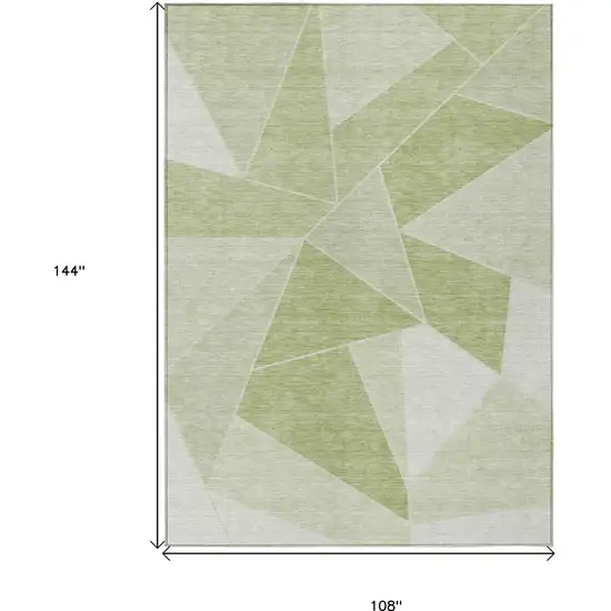 Artichoke Green Mint Green And Sage Geometric Washable Indoor Outdoor Area Rug Photo 9