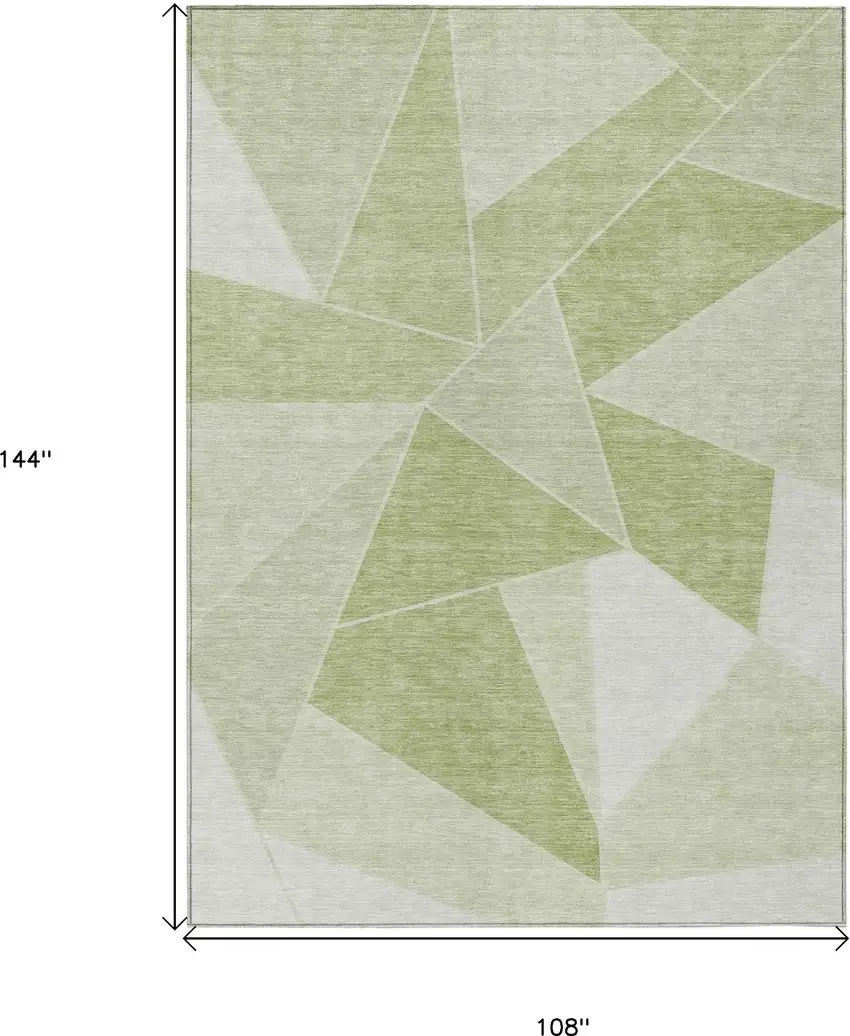 Artichoke Green Mint Green And Sage Geometric Washable Indoor Outdoor Area Rug Photo 9