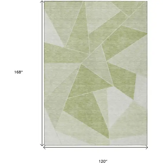 Artichoke Green Mint Green And Sage Geometric Washable Indoor Outdoor Area Rug Photo 3