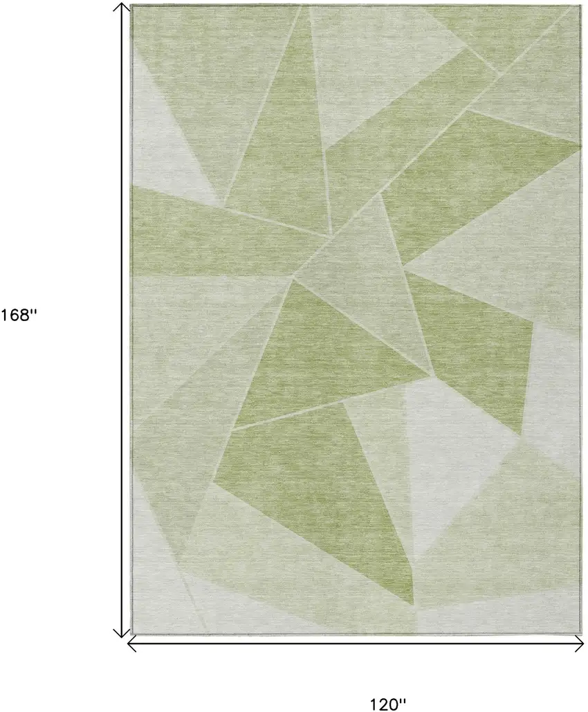 Artichoke Green Mint Green And Sage Geometric Washable Indoor Outdoor Area Rug Photo 3