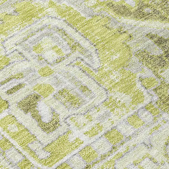 Artichoke Green Oriental Washable Non Skid Indoor Outdoor Area Rug Photo 8