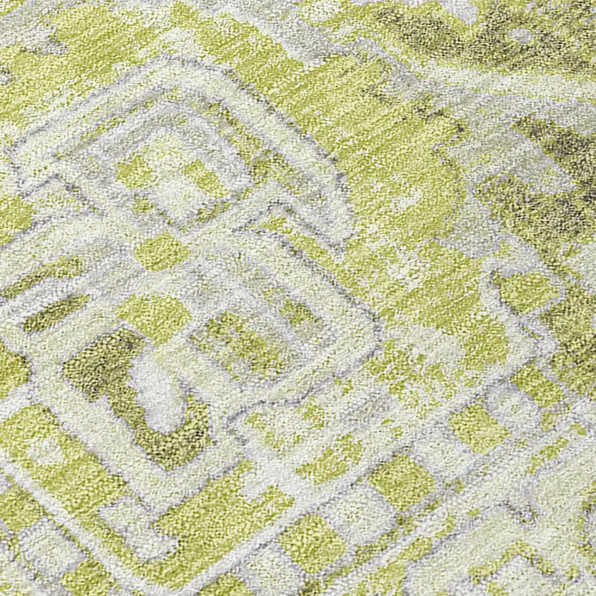 Artichoke Green Oriental Washable Non Skid Indoor Outdoor Area Rug Photo 8