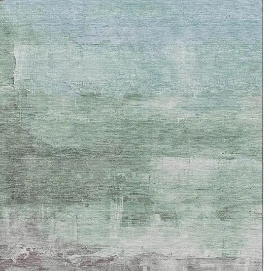 Artichoke Green Pale Aqua And Blush Abstract Washable Area Rug With UV Protection Photo 2