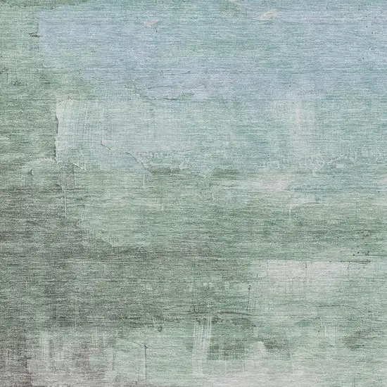 Artichoke Green Pale Aqua And Blush Abstract Washable Area Rug With UV Protection Photo 2