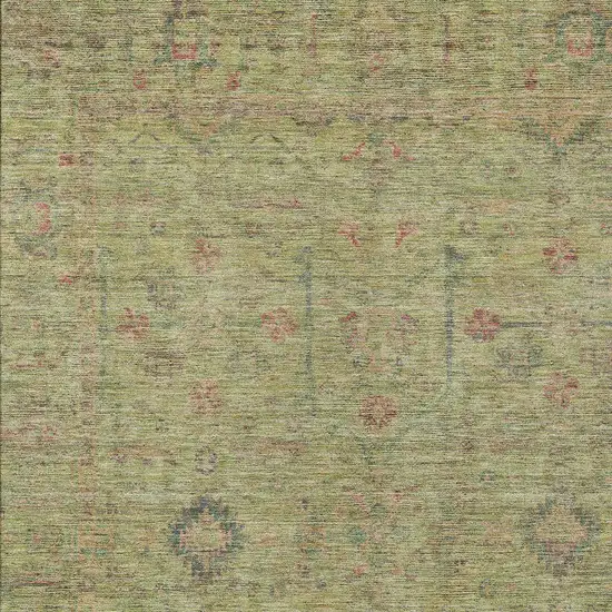 Artichoke Green Pink And Tan Floral Washable Indoor Outdoor Area Rug Photo 5