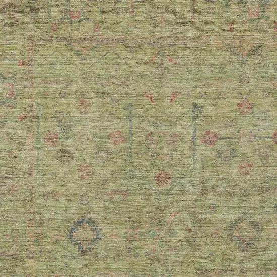 Artichoke Green Pink And Tan Floral Washable Indoor Outdoor Area Rug Photo 5
