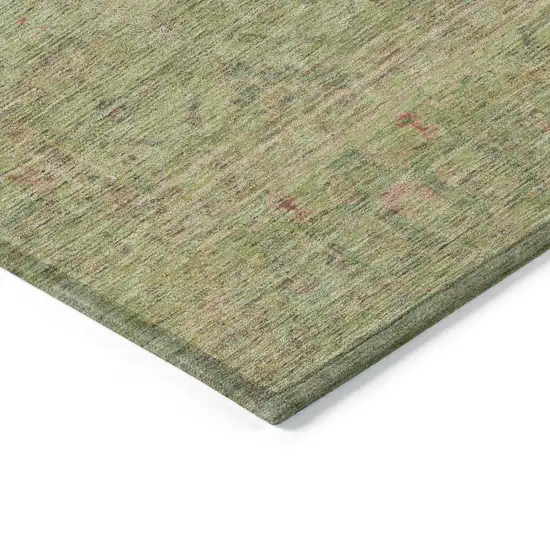 Artichoke Green Pink And Tan Floral Washable Indoor Outdoor Area Rug Photo 4