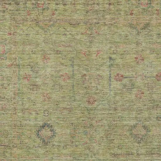 Artichoke Green Pink And Tan Floral Washable Indoor Outdoor Area Rug Photo 5
