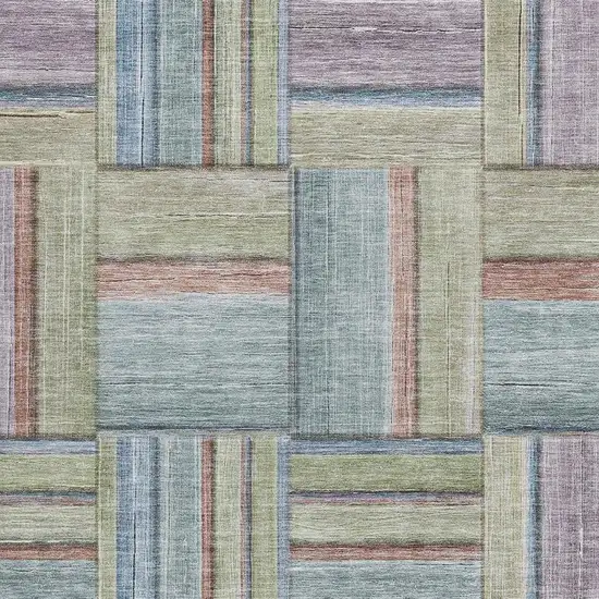 Artichoke Green Purple And Blue Geometric Washable Indoor Outdoor Area Rug Photo 7