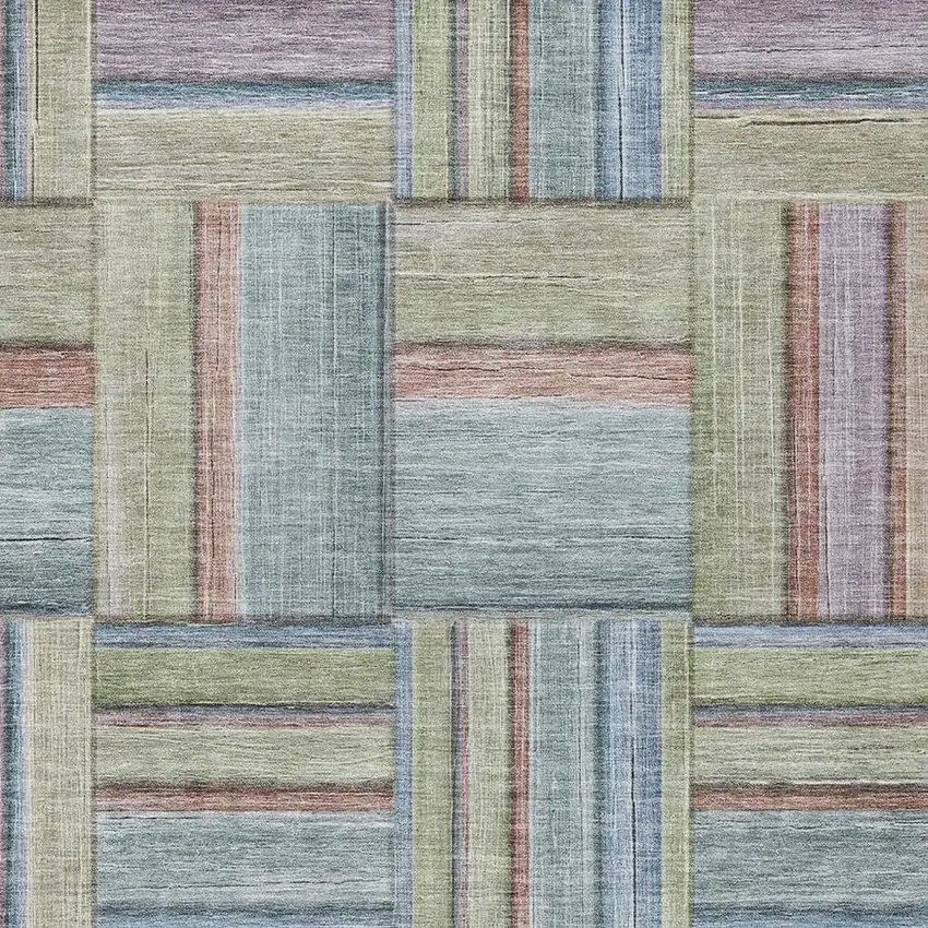 Artichoke Green Purple And Blue Geometric Washable Indoor Outdoor Area Rug Photo 8