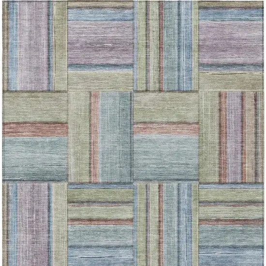 Artichoke Green Purple And Blue Geometric Washable Indoor Outdoor Area Rug Photo 6