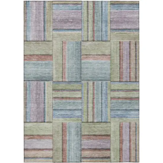 Artichoke Green Purple And Blue Geometric Washable Indoor Outdoor Area Rug Photo 2