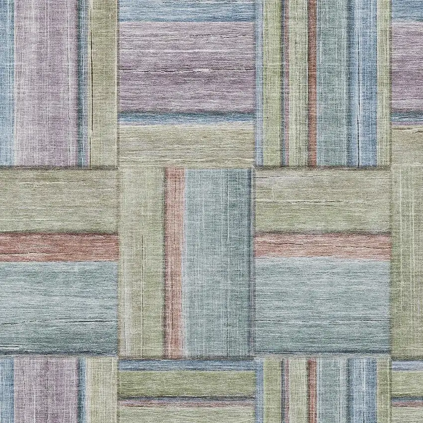 Artichoke Green Purple And Blue Geometric Washable Indoor Outdoor Area Rug Photo 6