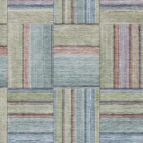 Artichoke Green Purple And Blue Geometric Washable Indoor Outdoor Area Rug Photo 7