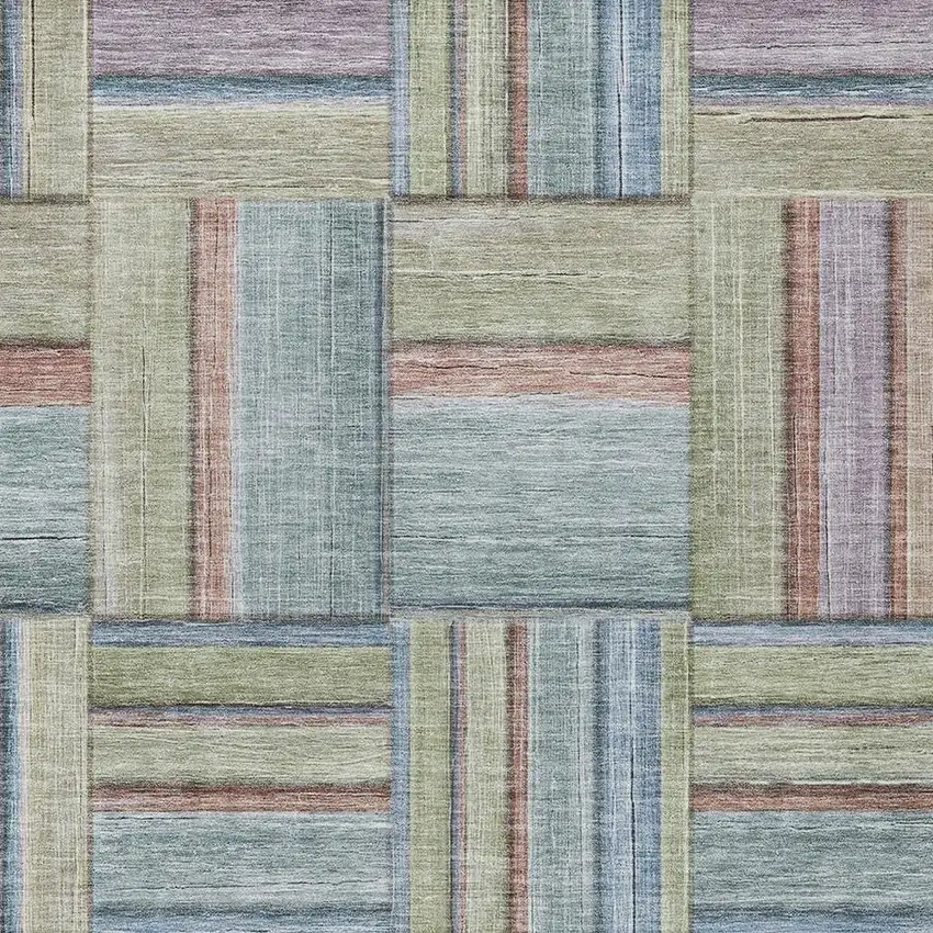 Artichoke Green Purple And Blue Geometric Washable Indoor Outdoor Area Rug Photo 6