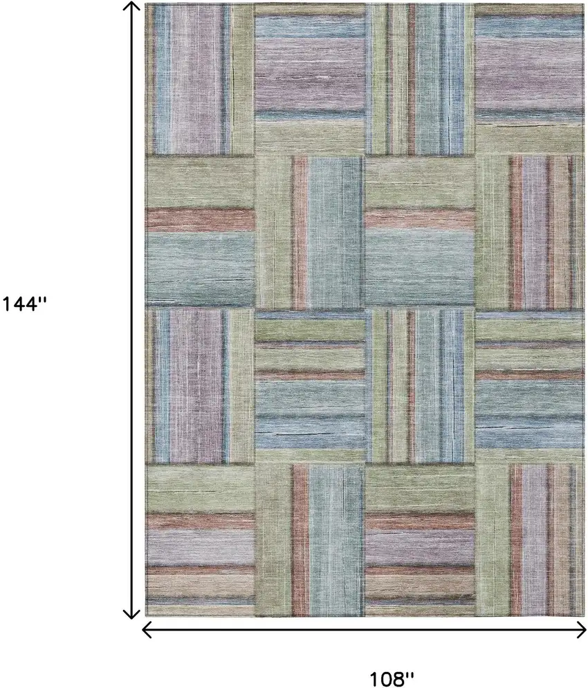 Artichoke Green Purple And Blue Geometric Washable Indoor Outdoor Area Rug Photo 3