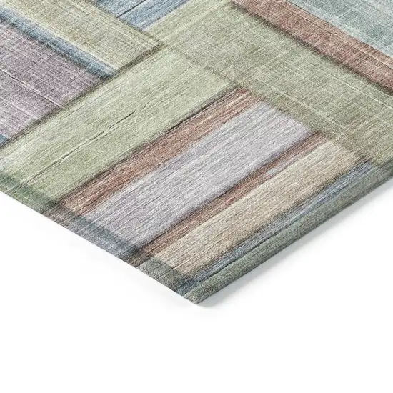 Artichoke Green Purple And Blue Geometric Washable Indoor Outdoor Area Rug Photo 6