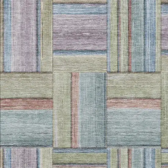 Artichoke Green Purple And Blue Geometric Washable Indoor Outdoor Area Rug Photo 8