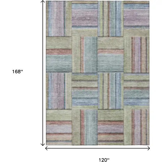 Artichoke Green Purple And Blue Geometric Washable Indoor Outdoor Area Rug Photo 3