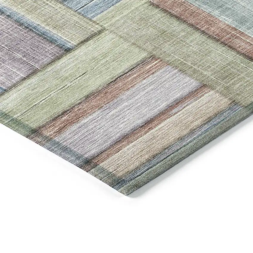 Artichoke Green Purple And Blue Geometric Washable Indoor Outdoor Area Rug Photo 4