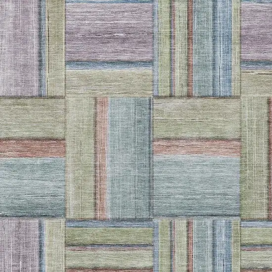 Artichoke Green Purple And Blue Geometric Washable Indoor Outdoor Area Rug Photo 7