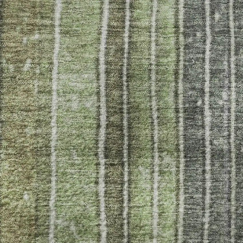 Artichoke Green Purple And Charcoal Striped Washable Area Rug With UV Protection Photo 8