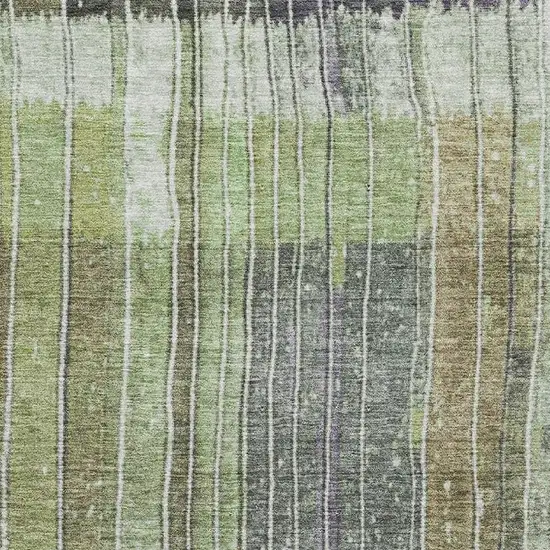 Artichoke Green Purple And Charcoal Striped Washable Area Rug With UV Protection Photo 3
