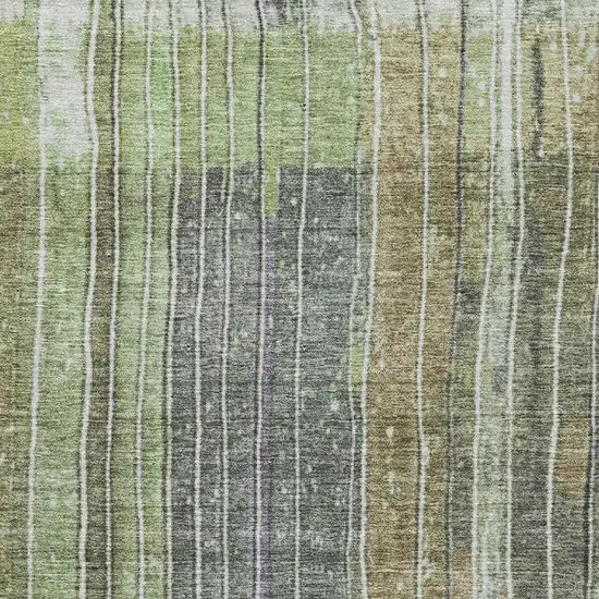 Artichoke Green Purple And Charcoal Striped Washable Area Rug With UV Protection Photo 3