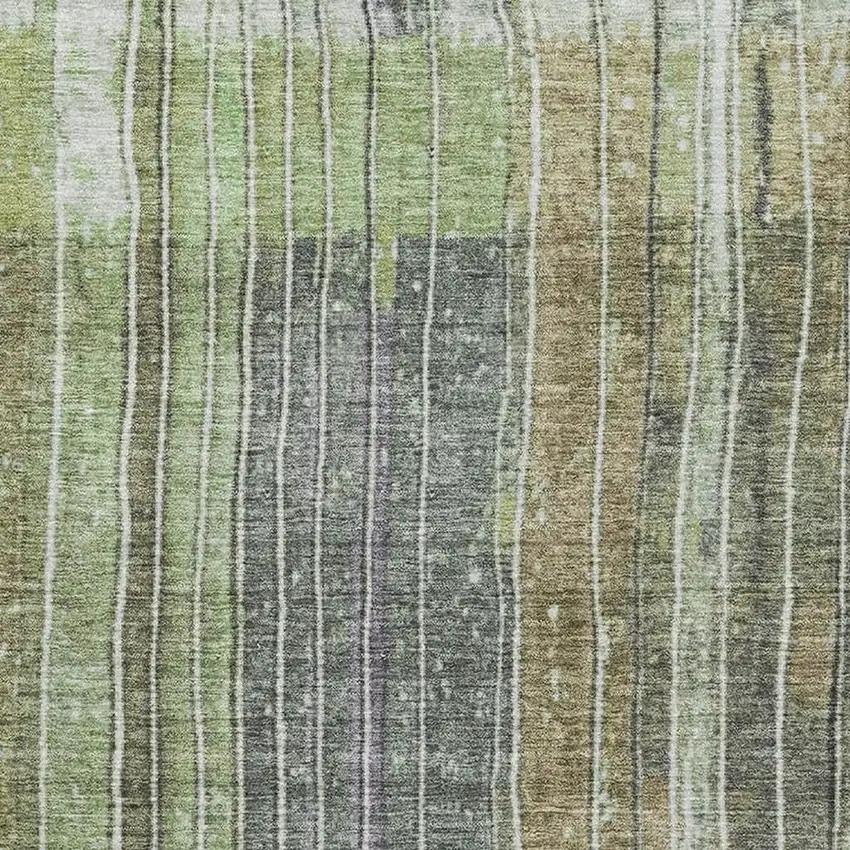 Artichoke Green Purple And Charcoal Striped Washable Area Rug With UV Protection Photo 3
