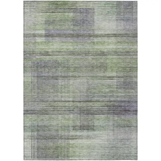 Artichoke Green Purple And Fern Green Striped Washable Indoor Outdoor Area Rug Photo 2
