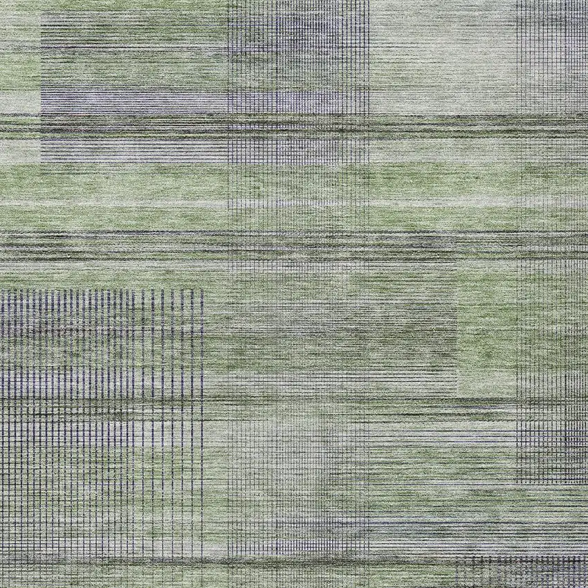 Artichoke Green Purple And Fern Green Striped Washable Indoor Outdoor Area Rug Photo 6