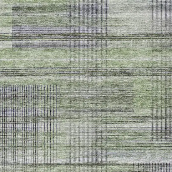 Artichoke Green Purple And Fern Green Striped Washable Indoor Outdoor Area Rug Photo 6