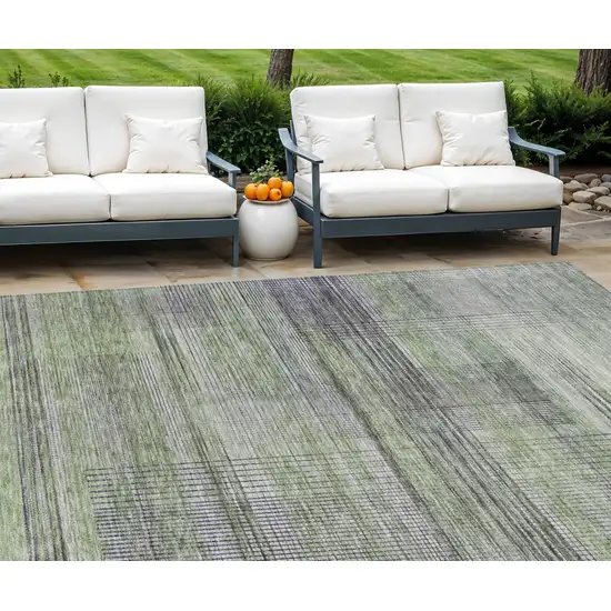 Artichoke Green Purple And Fern Green Striped Washable Indoor Outdoor Area Rug Photo 1