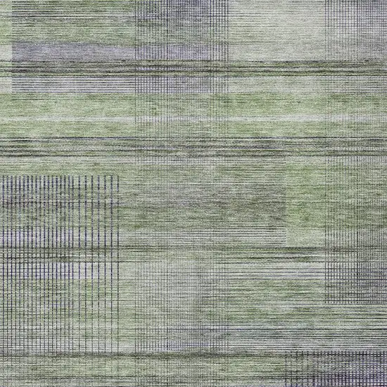 Artichoke Green Purple And Fern Green Striped Washable Indoor Outdoor Area Rug Photo 6