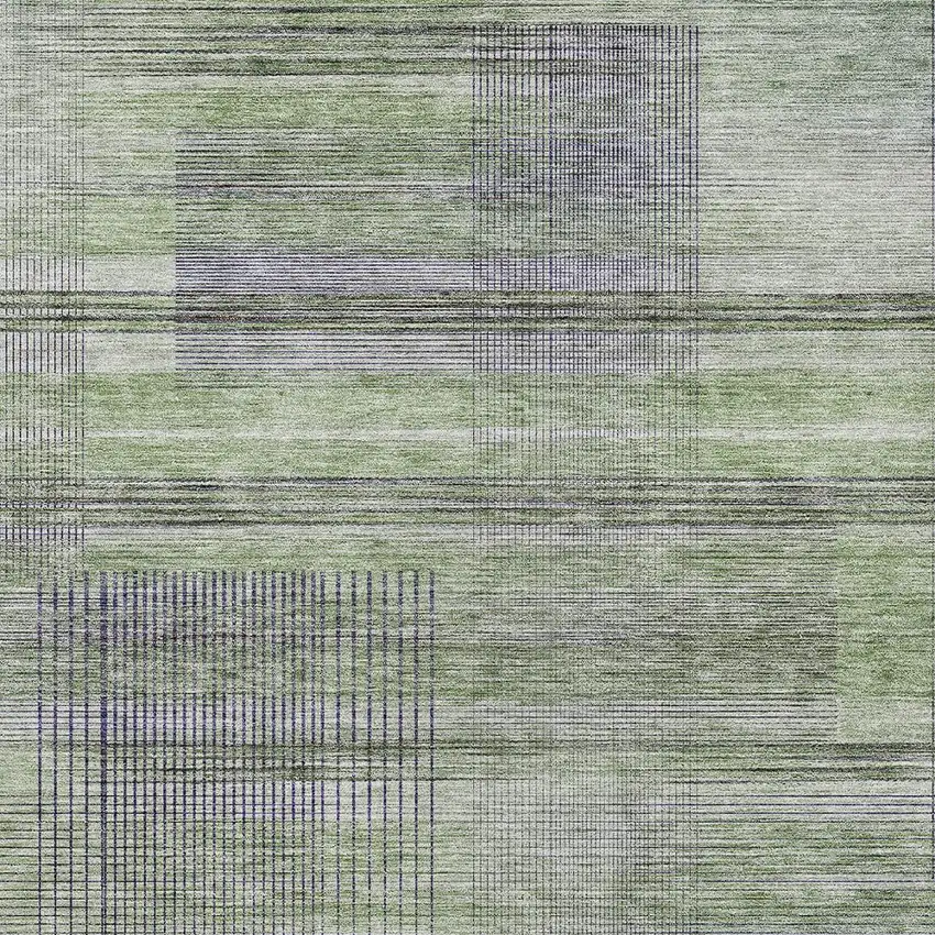 Artichoke Green Purple And Fern Green Striped Washable Indoor Outdoor Area Rug Photo 6