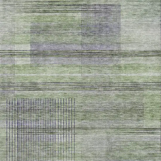 Artichoke Green Purple And Fern Green Striped Washable Indoor Outdoor Area Rug Photo 6