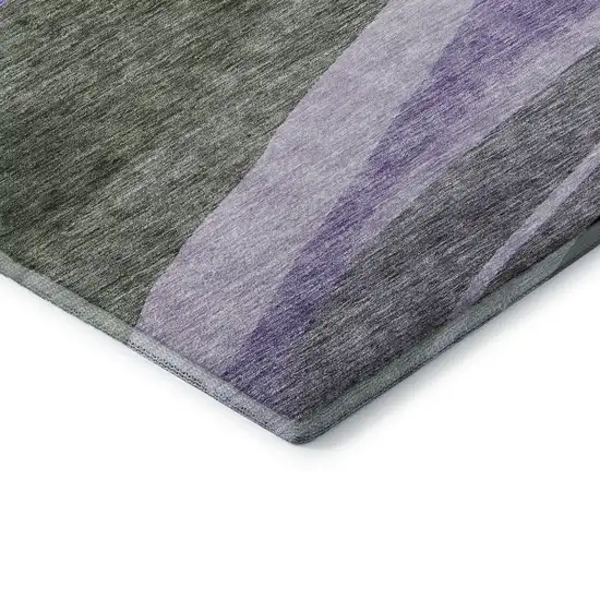 Artichoke Green Purple And Gray Abstract Washable Area Rug With UV Protection Photo 6