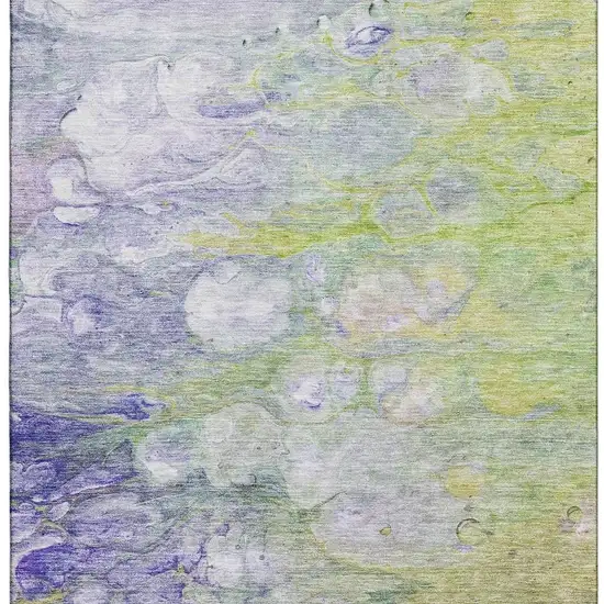 Artichoke Green Purple And Ivory Abstract Washable Area Rug With UV Protection Photo 6