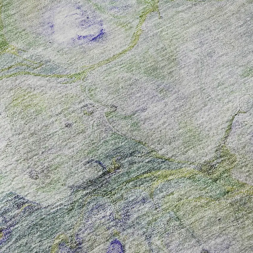 Artichoke Green Purple And Ivory Abstract Washable Area Rug With UV Protection Photo 9