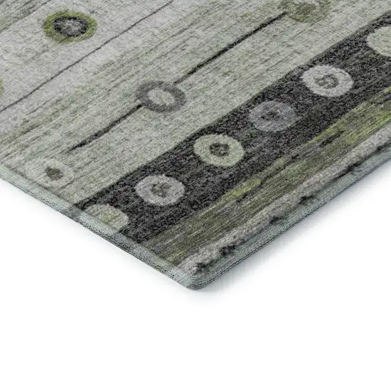 Artichoke Green Purple And Ivory Striped Washable Area Rug With UV Protection Photo 8