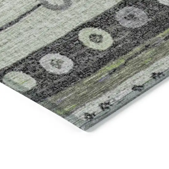 Artichoke Green Purple And Ivory Striped Washable Indoor Outdoor Area Rug Photo 9