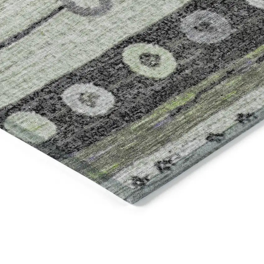 Artichoke Green Purple And Ivory Striped Washable Indoor Outdoor Area Rug Photo 9