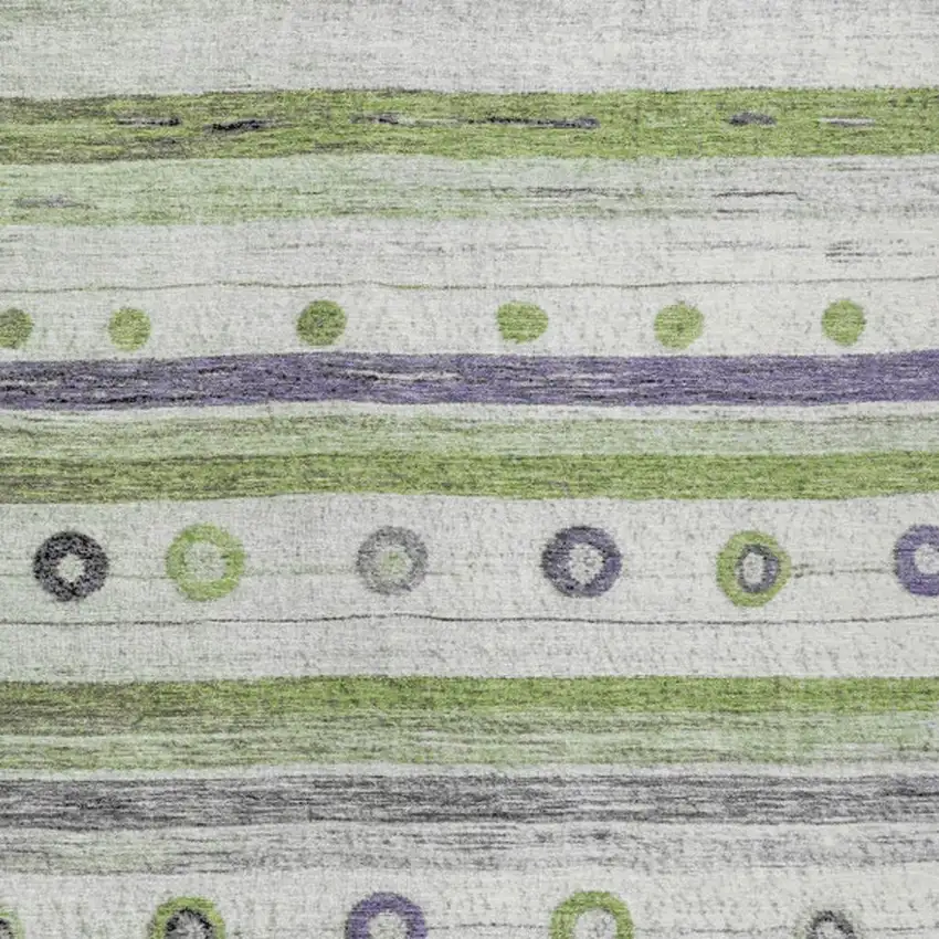 Artichoke Green Purple And Ivory Striped Washable Indoor Outdoor Area Rug Photo 6