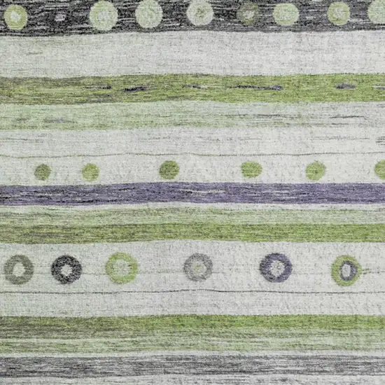 Artichoke Green Purple And Ivory Striped Washable Indoor Outdoor Area Rug Photo 3