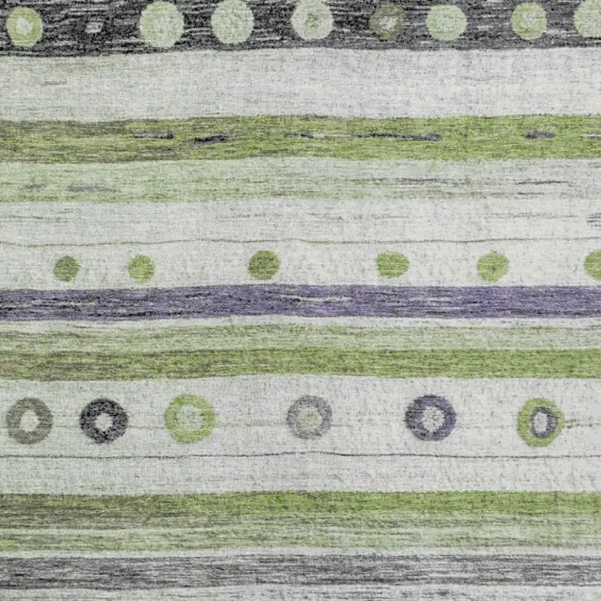 Artichoke Green Purple And Ivory Striped Washable Indoor Outdoor Area Rug Photo 3