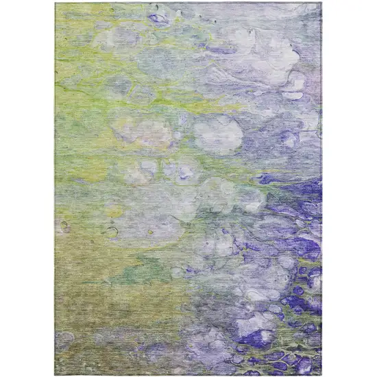 Artichoke Green Purple And Lilac Abstract Washable Indoor Outdoor Area Rug Photo 6