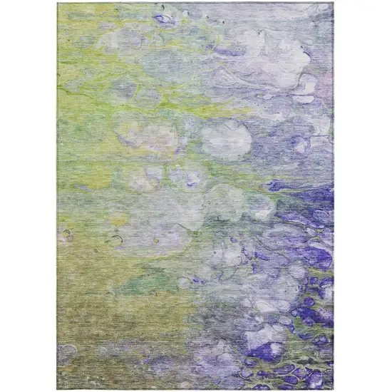 Artichoke Green Purple And Lilac Abstract Washable Indoor Outdoor Area Rug Photo 6