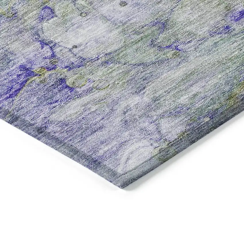 Artichoke Green Purple And Lilac Abstract Washable Indoor Outdoor Area Rug Photo 3