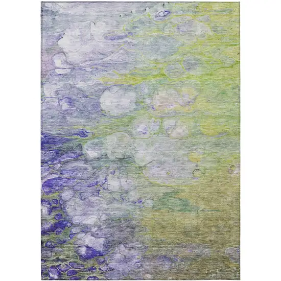 Artichoke Green Purple And Lilac Abstract Washable Indoor Outdoor Area Rug Photo 1