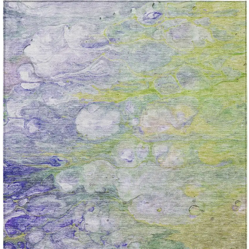 Artichoke Green Purple And Lilac Abstract Washable Indoor Outdoor Area Rug Photo 6